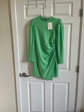 A.L.C. Green Long-Sleeve Ruched Mini Dress size 2